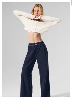 Alo Navy Wide Leg Lounge Pants